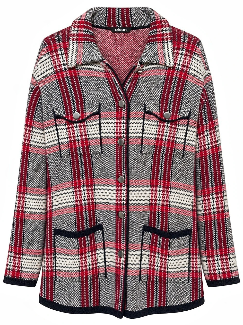 Olsen Cora Relax Fit Plaid Jacket Red & Gray
XL/US16